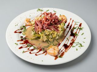 Revuelto De Trigueros Con Gambas Y Jamón