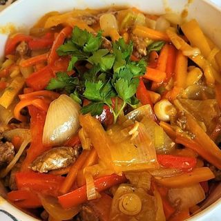 47 Langostinos Con Bambu Y Setas China