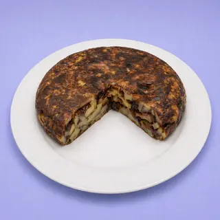 Tortilla de Morcilla Dulce Canaria y Piñones