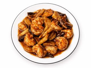 Gambas con Bambú y Setas Chinas