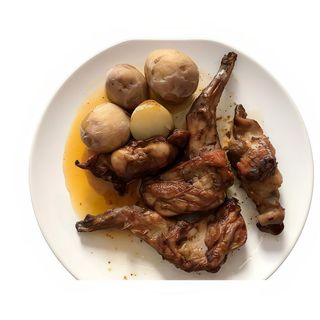 Conejo En Salmorejo Y Papas Arrugadas