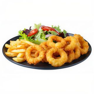 Calamares A La Romana, Papas Y Ensalada