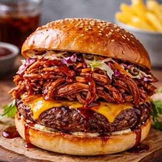 pulled chicken bbq + patatas