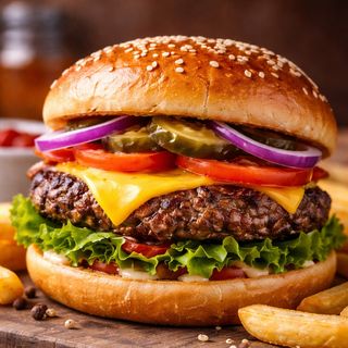 Chili Cheese Burger + patatas