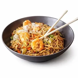 Yakisoba con langostinos 