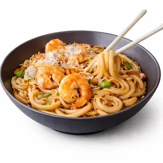 Yakiudon grueso langostinos 
