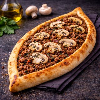 Pide Con Carne Picada Y Champiñones