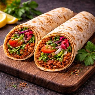 Lahmacun Enrollado Con Ensalada