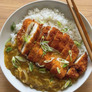 Arròs, Salsa Curri i Porc amb Salsa Teriyaki 