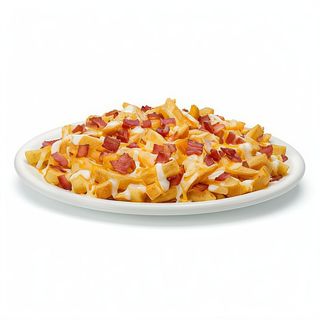 Patatas Fritas Con Bacon Y Queso Gratinado