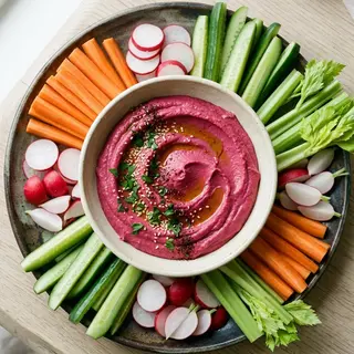 Hummus de remolacha con crudités