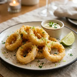 Calamares a la andaluza con ralladura de lima