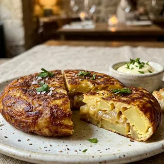 Tortilla mini de patata con cebolla