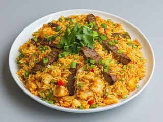 Arroz Frito Con Curry Y Ternera