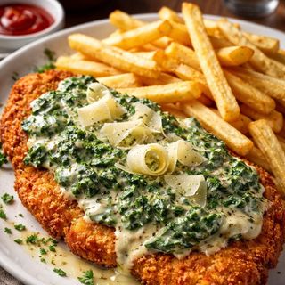 Pechuga De Pollo Rebozada de Espinaca
