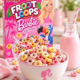 Bol Cereales barbie colores + leche