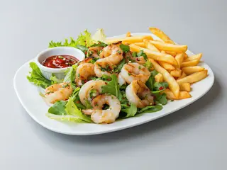 Calamar a la plancha con guarnición