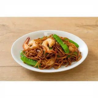 Tallarines Chinos Fritos Con Gambas