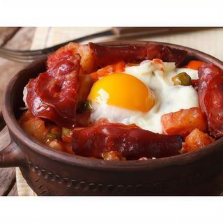 Plato Chorizo Frito Con Huevo Y Patatas