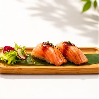 Nigiris salmón flameado (2 uds.)