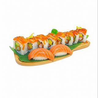 dragon roll + nigiris salmon 2unds