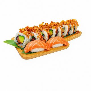 Crunchy salmon + nigiris salmon 2 unds