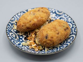 Croquetón de setas shiitake y berenjenas