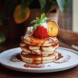1/2 Ración Pancakes Dulce De Leche Y Plátano