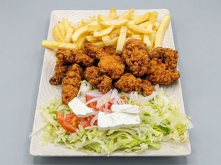 Pollo Kentucky + ensalada + patatas fritas