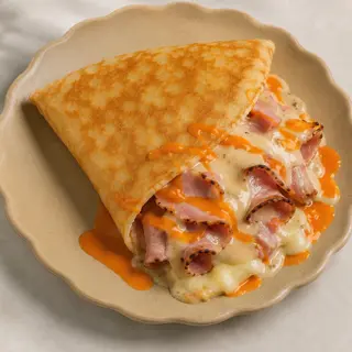Crep de jamon asado con queso
