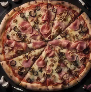 Pizza jamón y champiñón