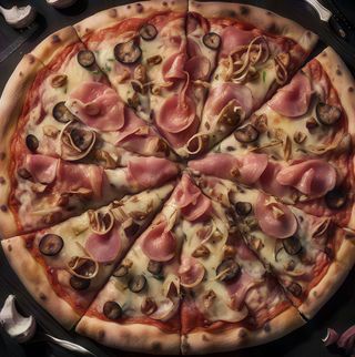 Pizza jamón y champiñón