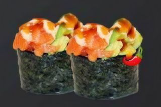 Gunkan de Salmon y Aguacate Salsa Picante (1 Ud.)