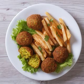 Plato de Falafel Arroz y Patatas