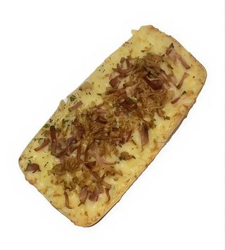 Rosendo Carbonara, bacon y cebolla frita