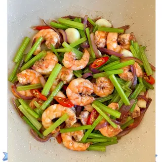 Gambas salteadas en salsa de XO