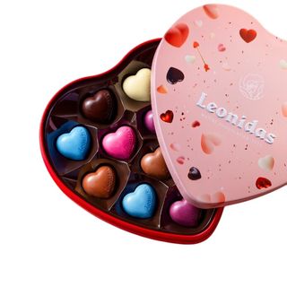 Caja corazón metal 12 bombones Leonidas