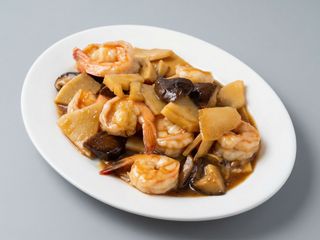 Gambas con Bambú y Setas Chinas