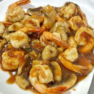 Gambas con Champiñones