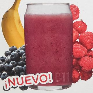BERRY FUSION.Plátano, frambuesa y arándanos.