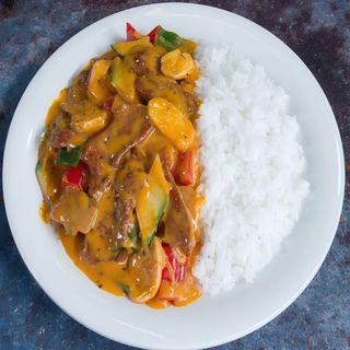 Ternera curry con arroz 