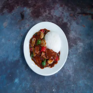 Ternera con salsa de ostra y Arroz
