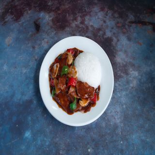 Ternera con salsa de ostra y Arroz