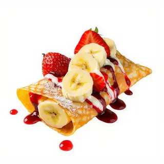 Crepe Naranja, Plátano, Fresas Y Chocolate Blanco