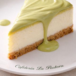 Por cierto, tarta, de queso con pistacho