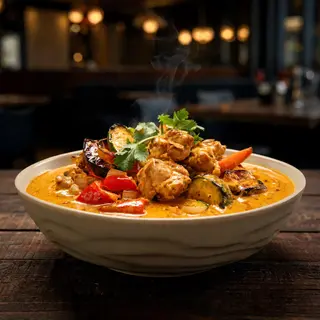 Curry de Pollo con Verduras Asadas