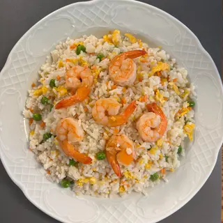 Arroz frito con gambas