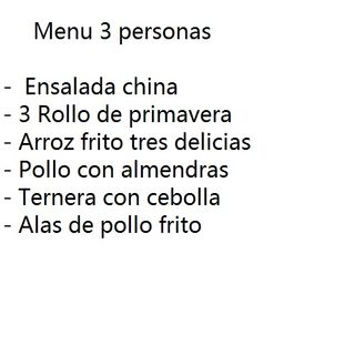 Menú Para 3 Personas