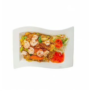 Arroz frito con gambas