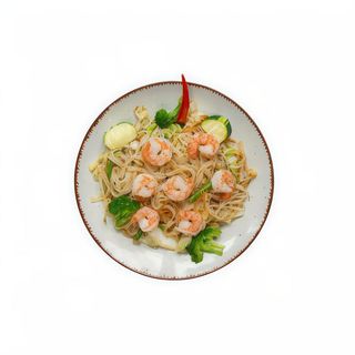 Tallarines Fritos Con Gambas